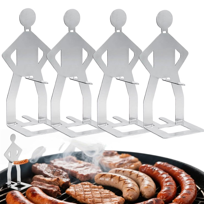 Hot Dog Press - キャンプ用品 304ステンレス鋼製BBQストロングマンソーセージホルダー 楽しいソーセージグリル 再利用可能で洗いやすいホットドッググリル
