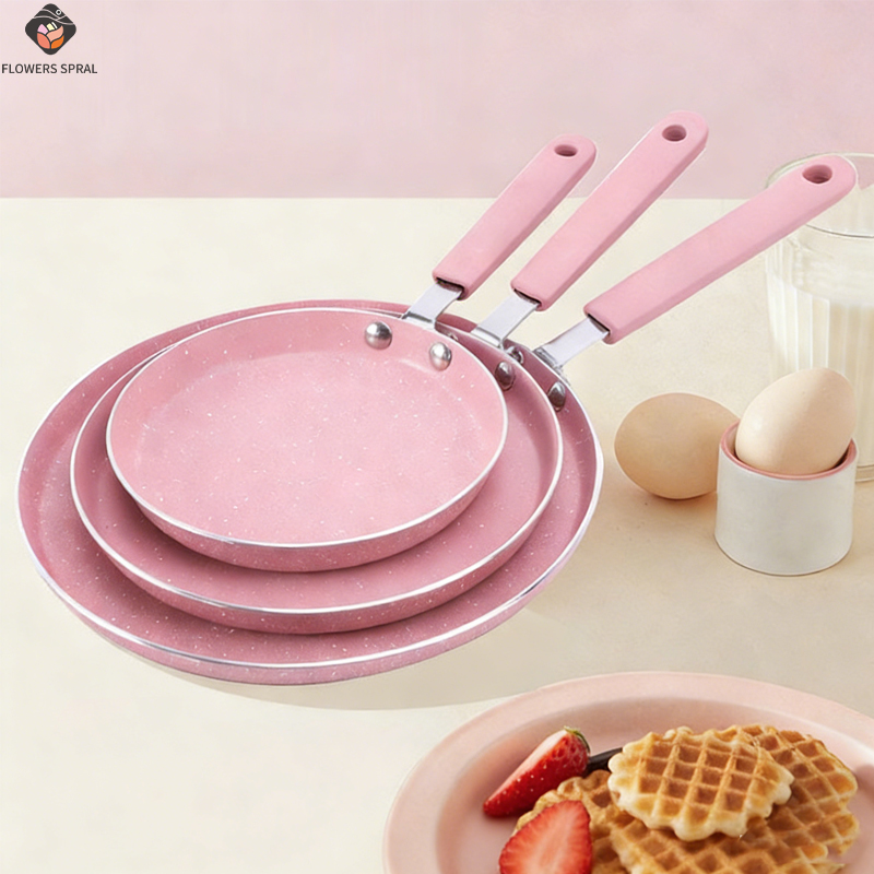 Egg Waffle Pan - 1つのノンスティックピンクフライパン、ステーキ、卵、ベーコン、朝食用平底フライパン、クリエイティブなキッチン用品