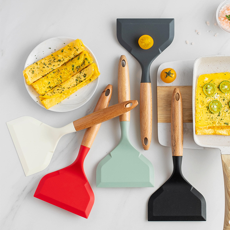 Okonomiyaki Spatula - 食品グレードのシリコーン調理器具卵焼きヘラ牛肉肉卵キッチンヘラピザシャベル調理ツール台所用品