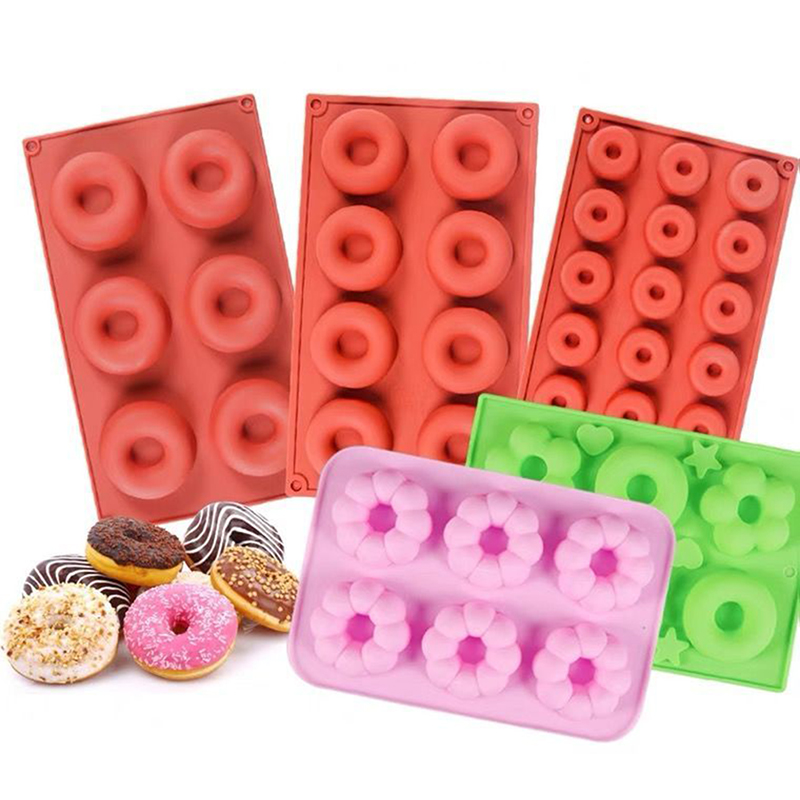 Donut Mold Silicone - シリコーンドーナツメーカー 3D DIY ベーキングペストリークッキーチョコレートラウンド型マフィンケーキ型デザート手作りキッチン調理ツール