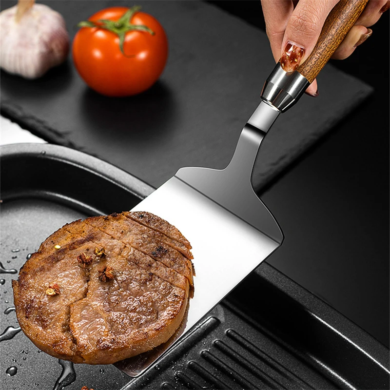 ステンレス鋼角頭ステーキ調理ヘラピザシャベルパンケーキビーフ - Okonomiyaki Spatula のレビューと価格
