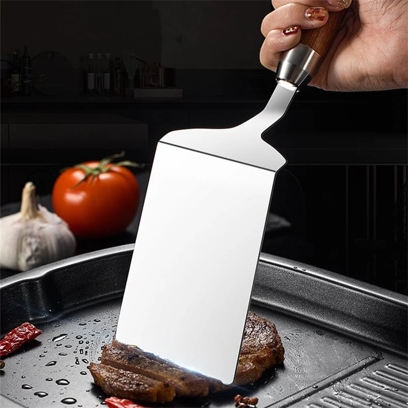 ステンレス鋼角頭ステーキ調理ヘラピザシャベルパンケーキビーフ - Okonomiyaki Spatula のレビューと価格