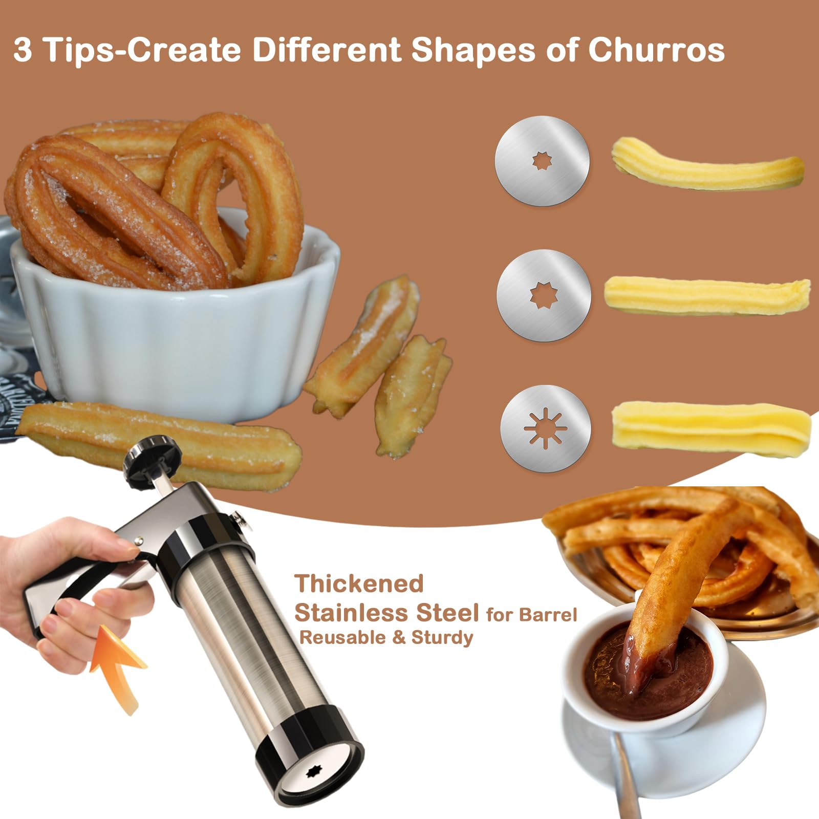 伝統的なチュロメーカー機クッキープレスキットマシンガン装飾絞 - Churros Maker Gun のレビューと価格