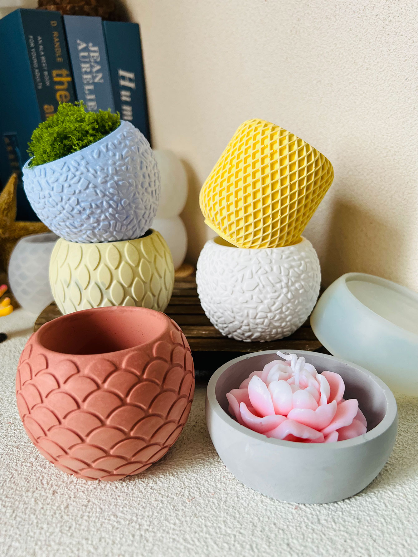 フィッシュスケールパターンセメントキャンドルモールド、コンク - Potsticker Mold のレビューと価格