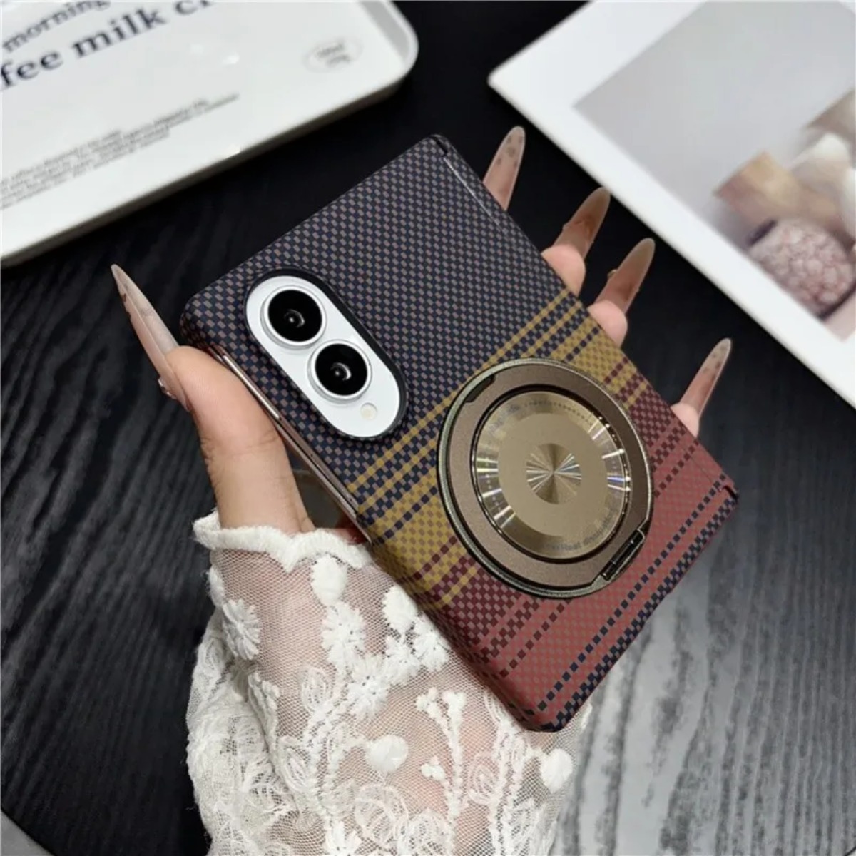 カーボンファイバーレザー製360度回転ブラケット付きMags - Taco Stand Holder のレビューと価格