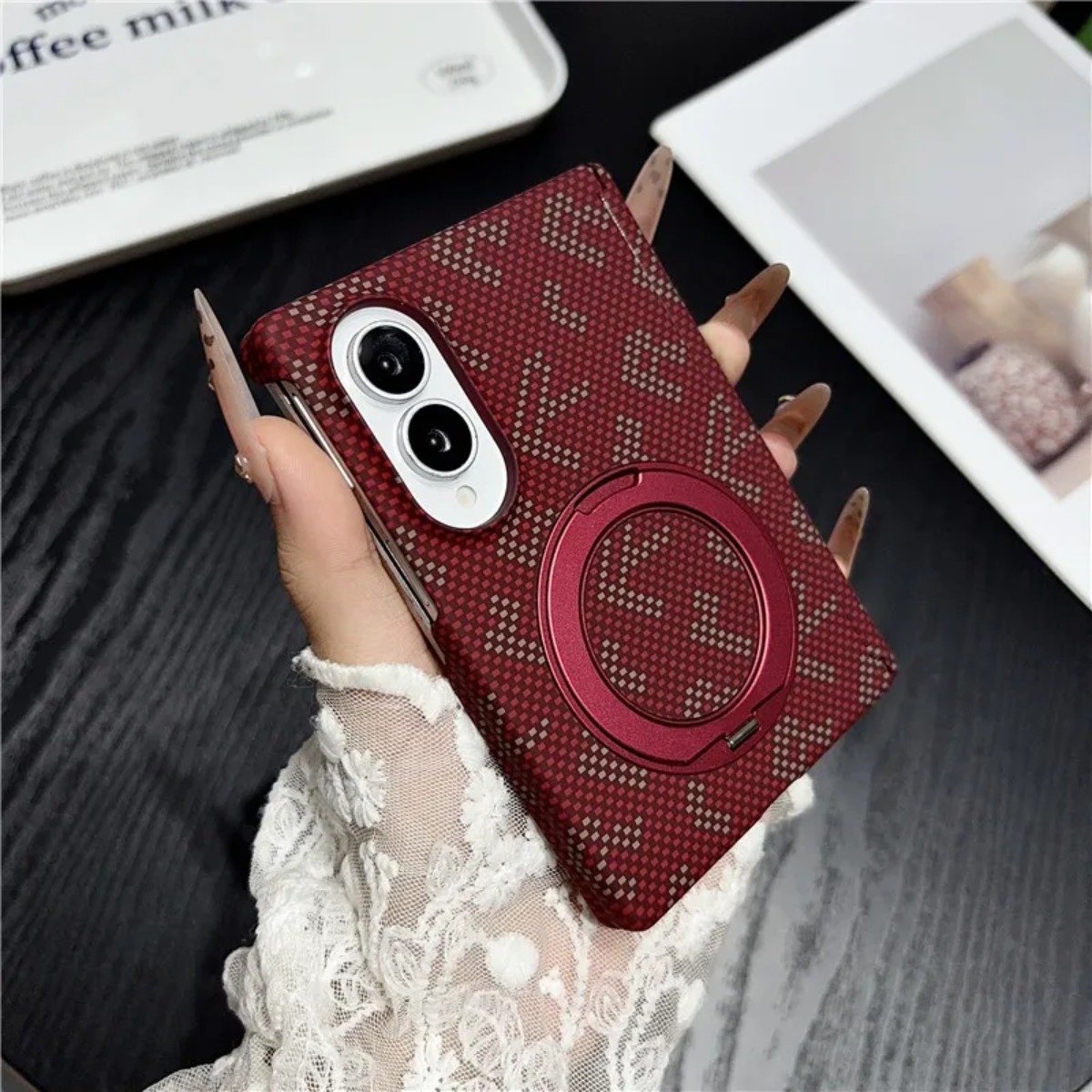カーボンファイバーレザー製360度回転ブラケット付きMags - Taco Stand Holder のレビューと価格