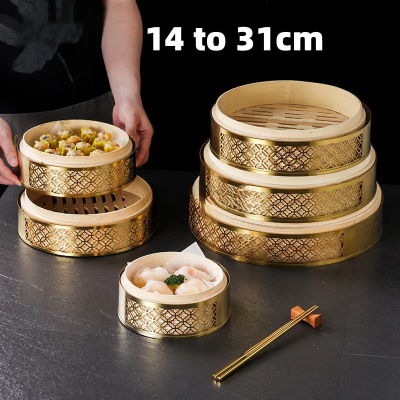 中国竹製蒸し器蓋付き餃子蒸し器、ベース付き野菜スナック用、バ - Bao Steamer Bamboo のレビューと価格