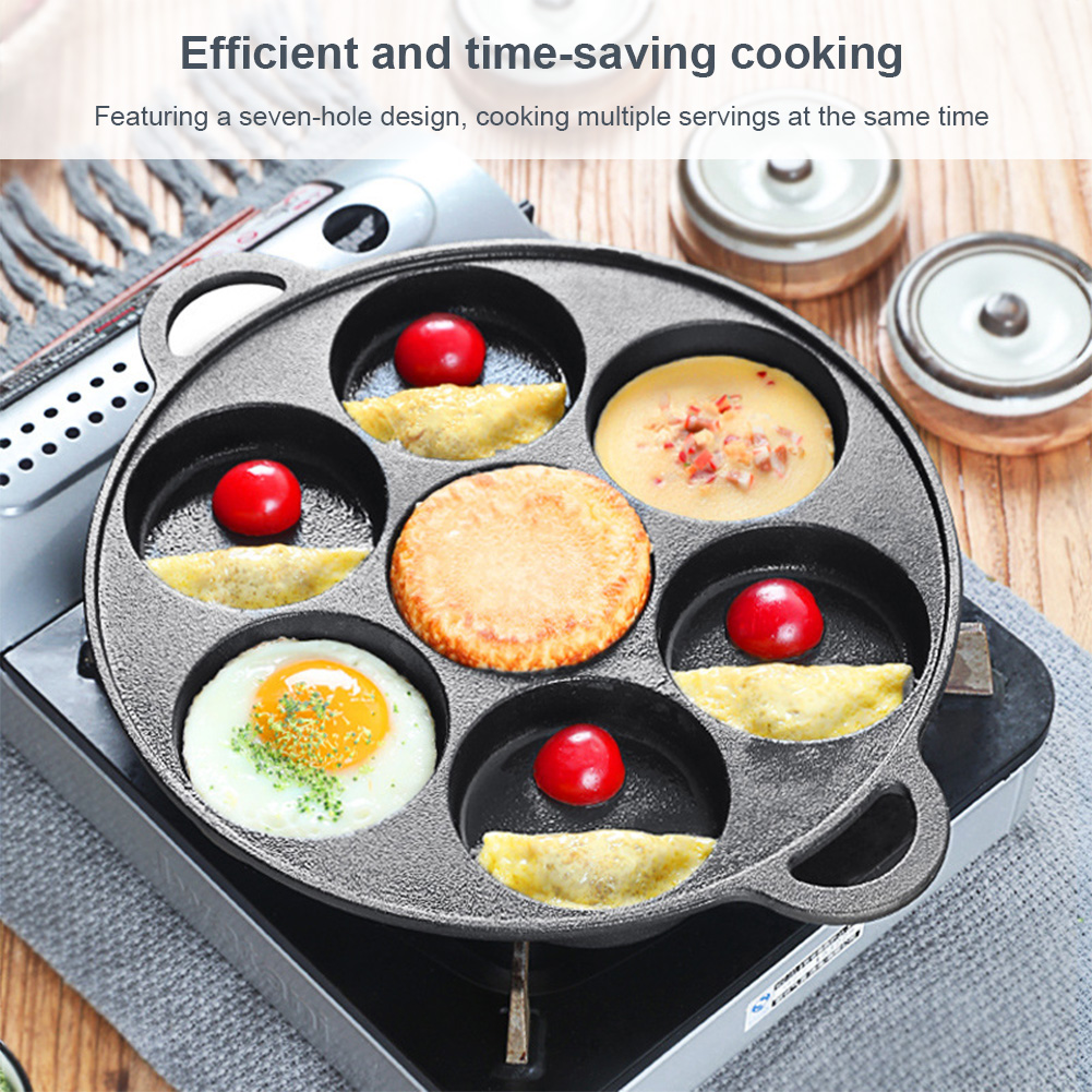 7穴フライパン鋳鉄製ノンスティックキッチン調理用ハムパン卵調 - Egg Waffle Pan のレビューと価格