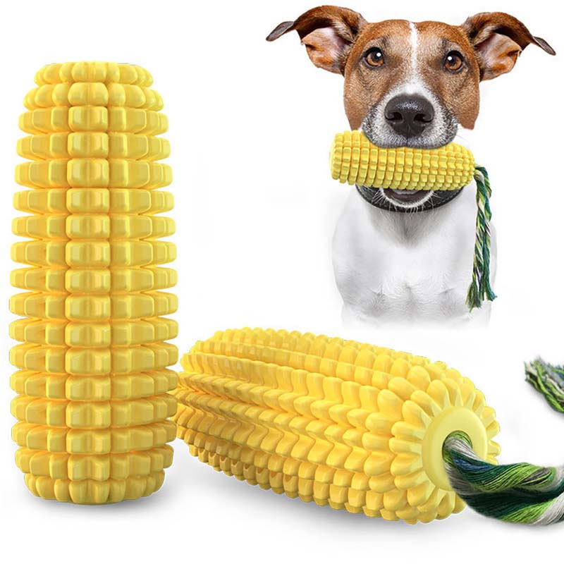 トウモロコシ型の鳴き笛入り犬用おもちゃ、耐久性があり噛みつき - Corn Dog Stick のレビューと価格