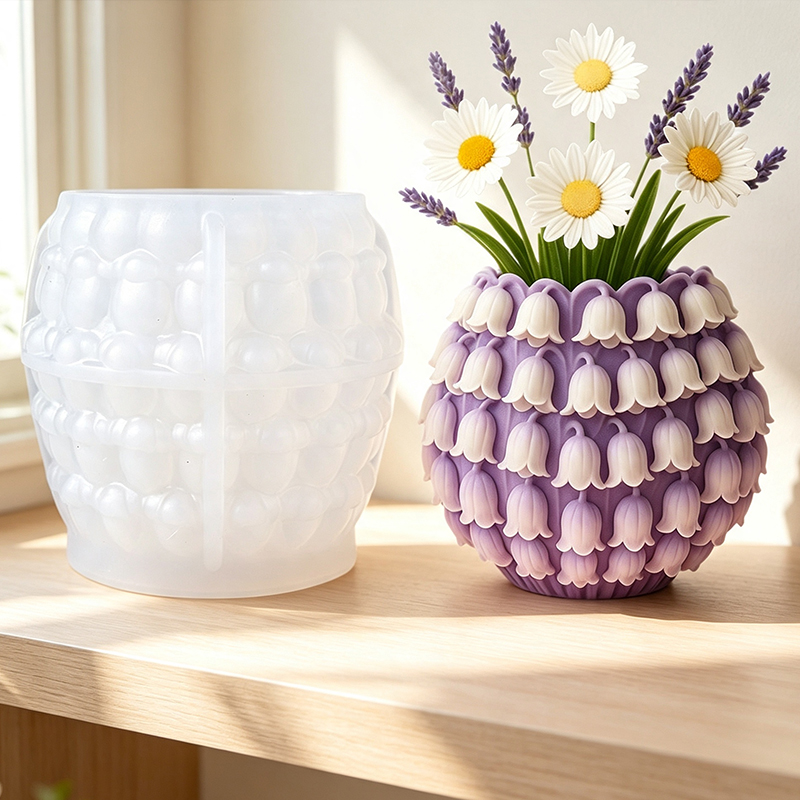 3Dスズランの花瓶シリコンモールドDIYペンホルダー植木鉢収 - Potsticker Mold のレビューと価格