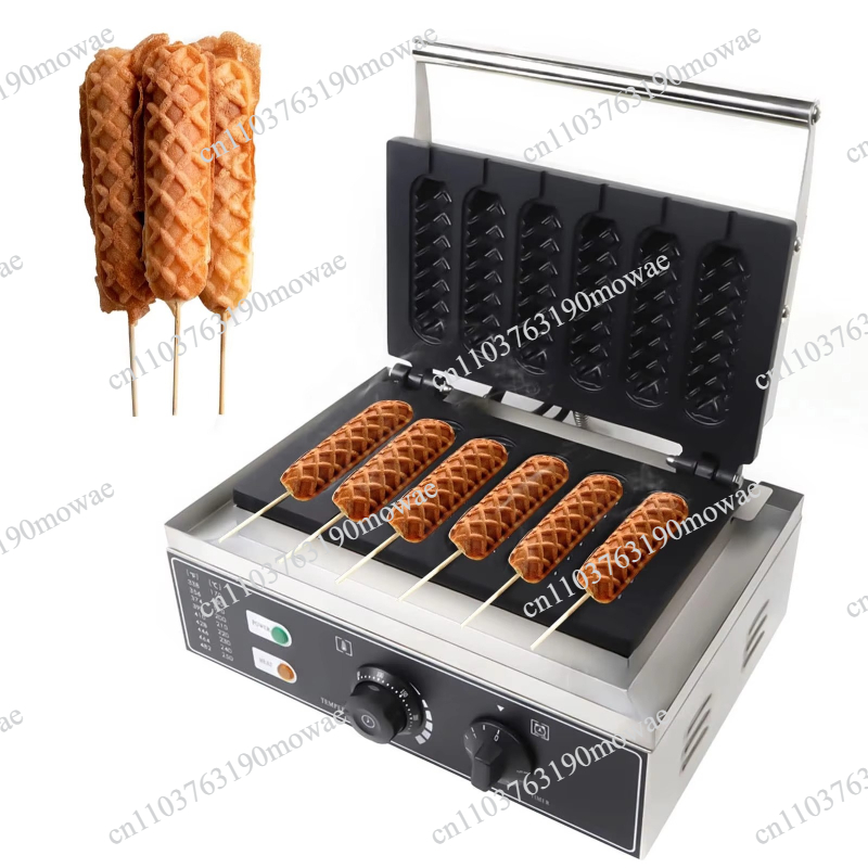 6ピースノンスティックワッフルバーマシン ステンレス製ワッフ - Corn Dog Stick のレビューと価格